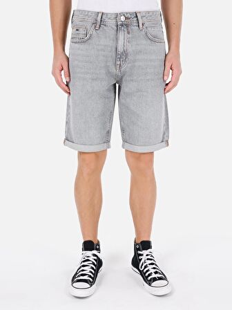 Normal Kesim Orta Bel Düz Paça Gri Erkek Jean Şort Cl1069538