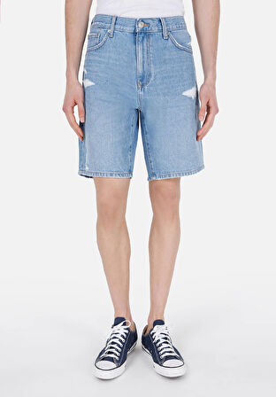 Loose Straight Fit Orta Bel  Erkek Siyah Jean Şort