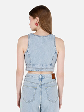 Mavi Kadın Gömlek K.kol