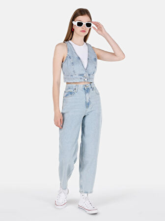 Mavi Kadın Gömlek K.kol