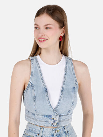 Mavi Kadın Gömlek K.kol