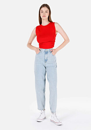Balloon Fit   Kadın İndigo Jean Pantolon