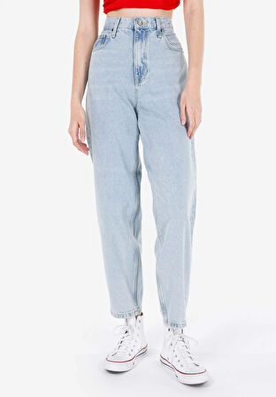 Balloon Fit   Kadın İndigo Jean Pantolon