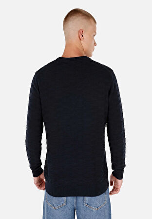 Regular Fit Yuvarlak Yaka  Erkek Lacivert Kazak
