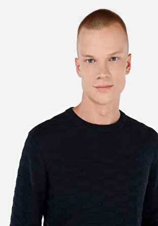 Regular Fit Yuvarlak Yaka  Erkek Lacivert Kazak