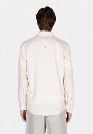 Regular Fit Shirt Neck Düz Erkek Ekru Uzun Kol Gömlek Cl1070136