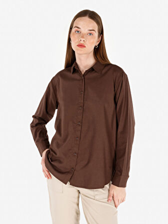 Kahverengi Kadın Gömlek U.kol