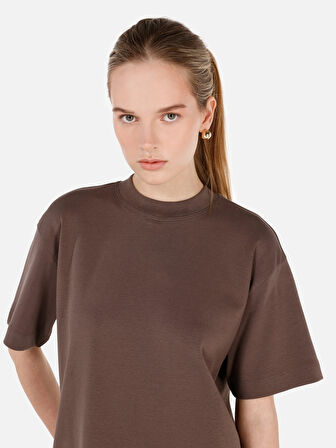 Kahverengi Kadın Tshirt K.kol