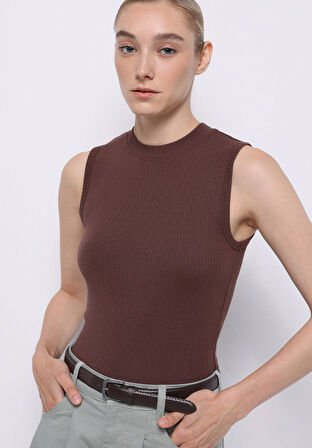 Slim Fit   Kadın Kahverengi Atlet