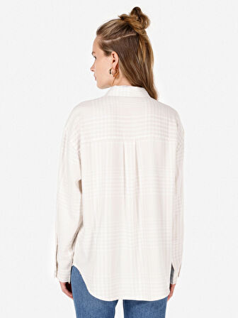 Ekru Kadın Gömlek U.kol