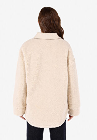 Regular Fit Shirt Neck    Kadın Bej Mont