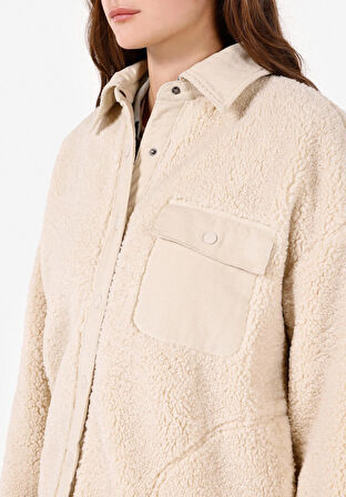 Regular Fit Shirt Neck    Kadın Bej Mont