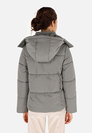 Regular Fit Kapüşonlu    Kadın Yeşil Mont Cl1070351