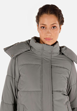 Regular Fit Kapüşonlu    Kadın Yeşil Mont Cl1070351