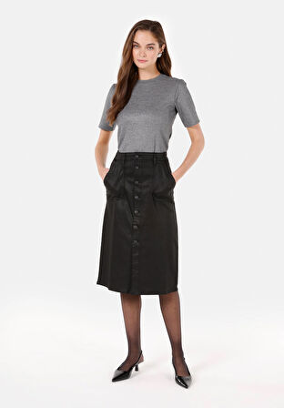 Slim Fit Yuvarlak Yaka  Kadın Gri Kısa Kol Tişört