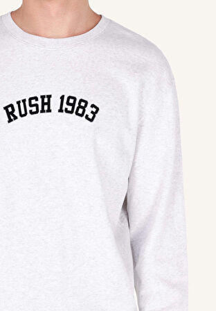 Comfort Fit Erkek Baskılı Gri Sweatshirt