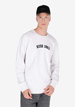 Comfort Fit Erkek Baskılı Gri Sweatshirt