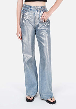 Regular Fit Yüksel Bel Geniş Paça Kadın Denim Jean Pantolon