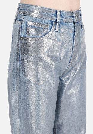 Regular Fit Yüksel Bel Geniş Paça Kadın Denim Jean Pantolon