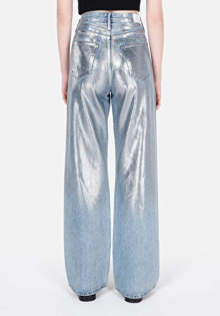 Regular Fit Yüksel Bel Geniş Paça Kadın Denim Jean Pantolon