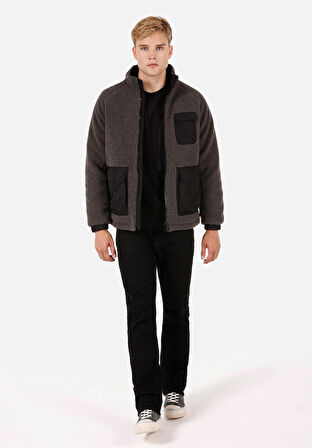 Regular Fit     Erkek Gri Mont