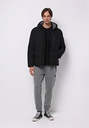 Regular Fit     Erkek Siyah Mont