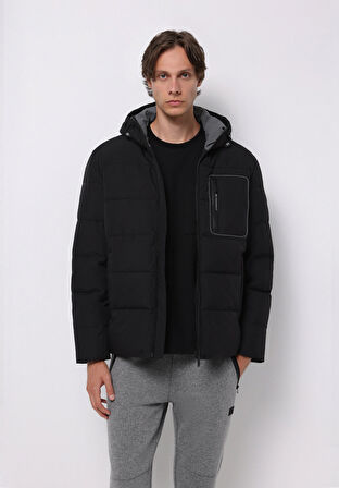 Regular Fit     Erkek Siyah Mont