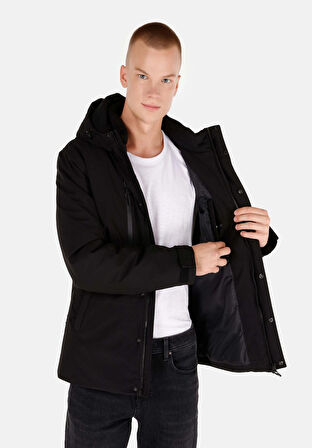Regular Fit     Erkek Siyah Mont