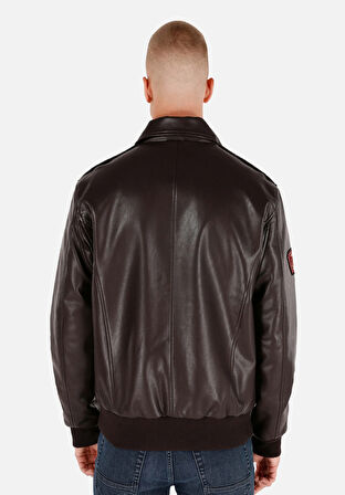 Regular Fit     Erkek Kahverengi Mont Pu