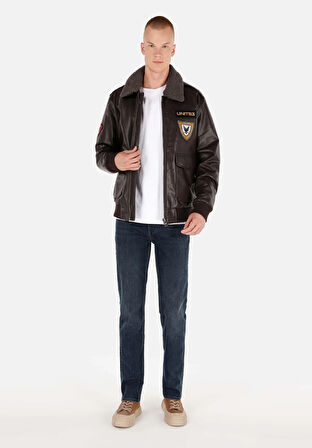 Regular Fit     Erkek Kahverengi Mont Pu