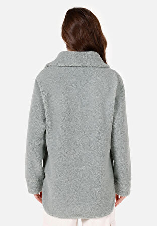 Regular Fit Fermuarlı  Kadın Yeşil Sweatshirt