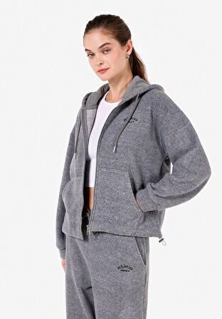 Regular Fit Kapüşonlu  Kadın Gri Sweatshirt