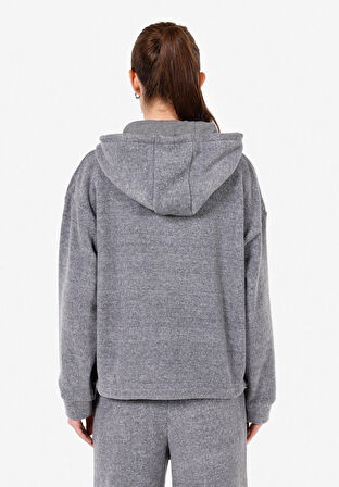 Regular Fit Kapüşonlu  Kadın Gri Sweatshirt