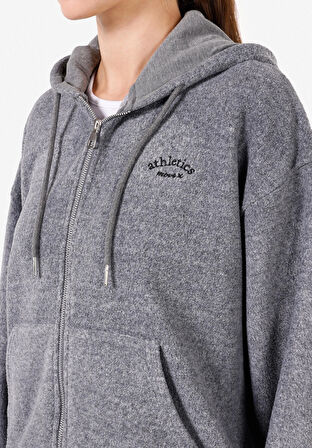 Regular Fit Kapüşonlu  Kadın Gri Sweatshirt