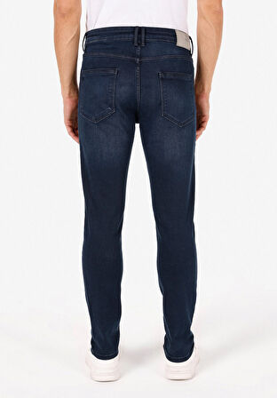 Skinny Fit Yüksel Bel Dar Paça Erkek İndigo Jean Pantolon