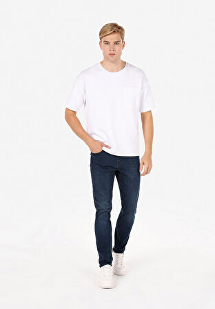 Skinny Fit Yüksel Bel Dar Paça Erkek İndigo Jean Pantolon