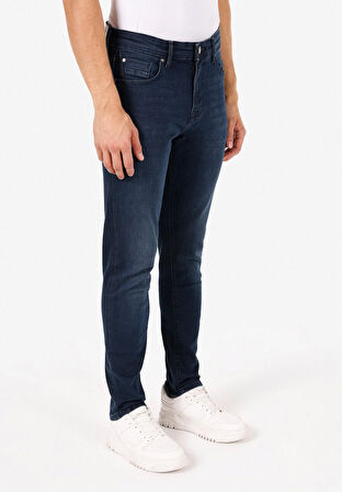 Skinny Fit Yüksel Bel Dar Paça Erkek İndigo Jean Pantolon