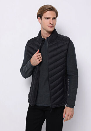 Slim Fit     Erkek Siyah Yelek