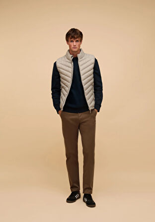 Slim Fit     Erkek Bej Yelek