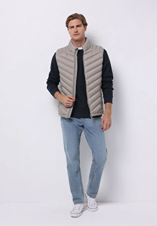 Slim Fit     Erkek Bej Yelek
