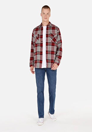 045 Davıd Regular Fit Orta Bel Düz Paça Erkek Mavi Jean Pantolon