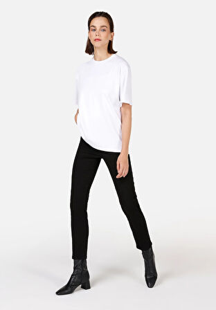 Slim Fit Orta Bel Düz Paça Kadın Siyah Jean Pantolon