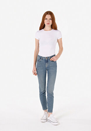 Slim Fit   Kadın İndigo Jean Pantolon