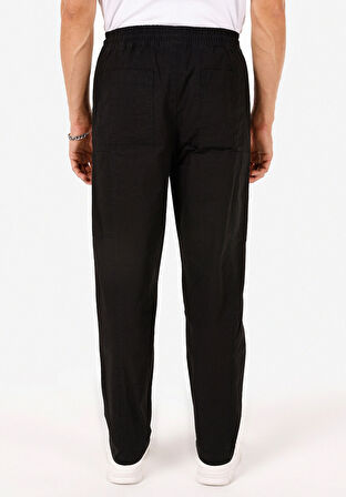 Relaxed Fit Orta Bel Geniş Paça Erkek Siyah  Pantolon Cl1071446
