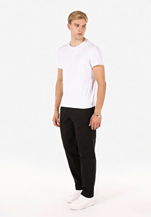 Relaxed Fit Orta Bel Geniş Paça Erkek Siyah  Pantolon Cl1071446