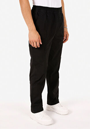 Relaxed Fit Orta Bel Geniş Paça Erkek Siyah  Pantolon Cl1071446