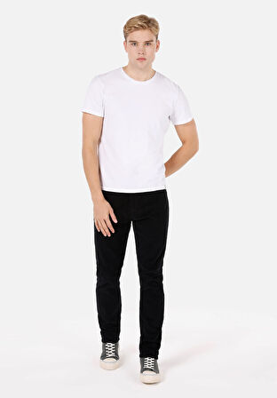 Regular Fit Orta Bel Düz Paça Erkek Siyah  Pantolon