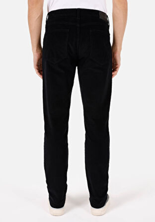 Regular Fit Orta Bel Düz Paça Erkek Siyah  Pantolon