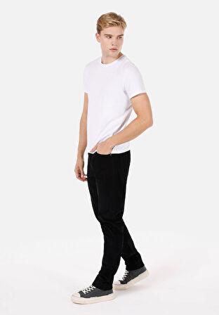 Regular Fit Orta Bel Düz Paça Erkek Siyah  Pantolon