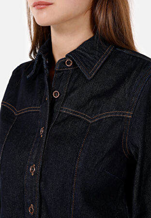 Mavi Kadın Gömlek U.kol